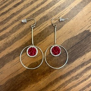 NWOT Gold Beaded Red Earrings